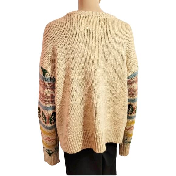 No Comment Large Butterfly Fair Isle Sweater Cream Pink Trendy Contemporary chic - Picture 8 of 8